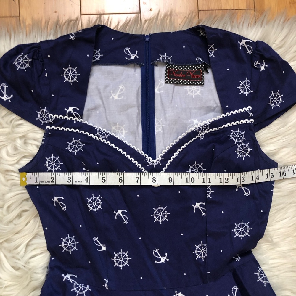Voodoo Vixen Retro Sailor Nautical Novelty Anchor Sweetheart Navy Dress size 2 - Picture 8 of 10